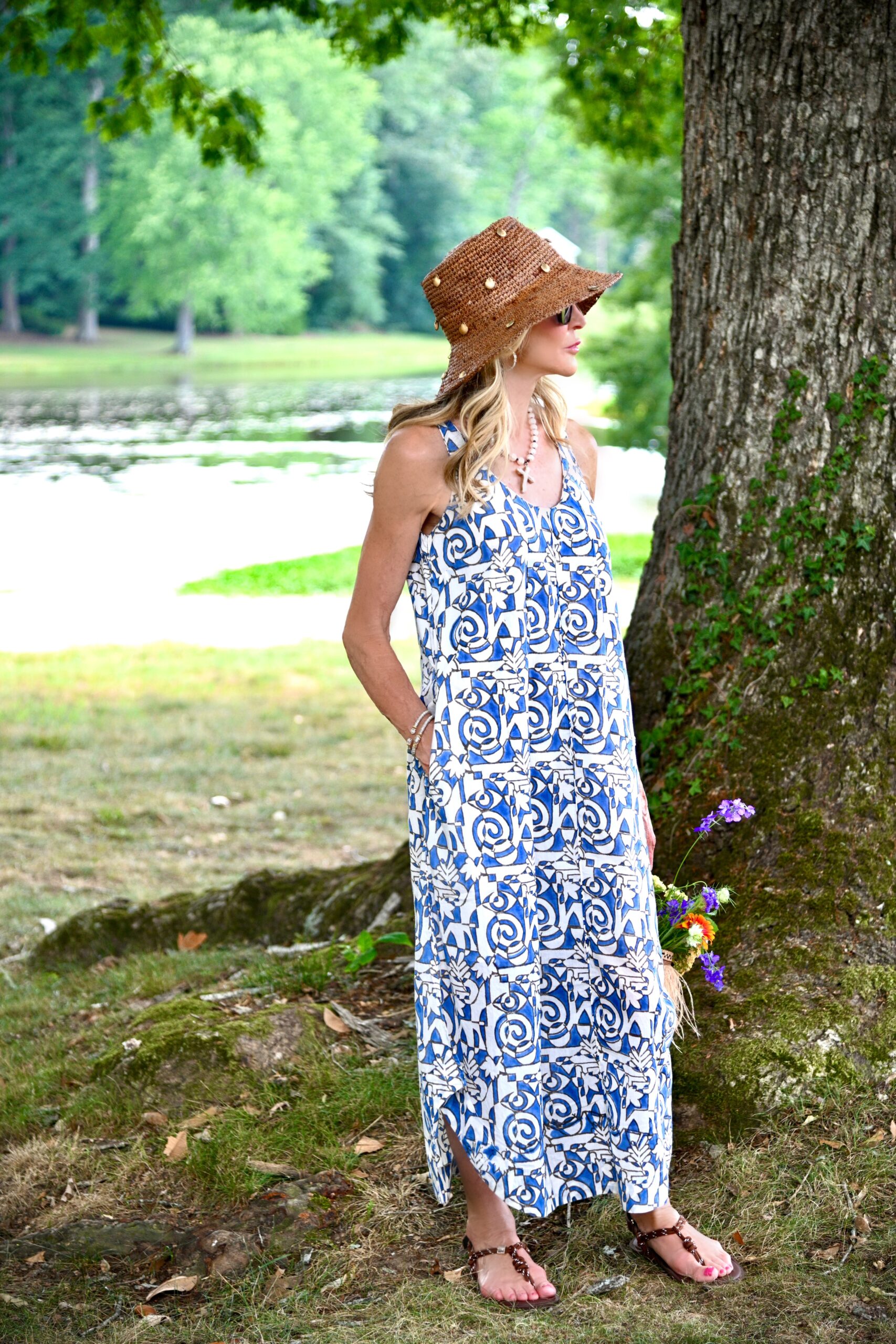 Woman in summer maxi dress